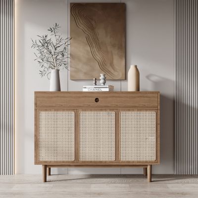北欧藤编边柜