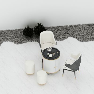 现代阳台休闲小茶桌，茶几茶椅，茶台，鹅卵石，石子