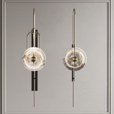 新中式圆形玻璃壁灯