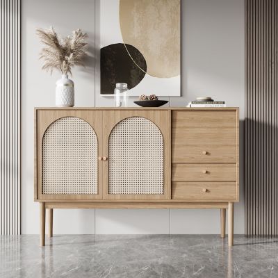 北欧藤编边柜