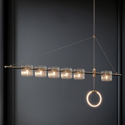 现代磨砂玻璃片线条吊灯