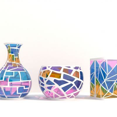 彩色碎花玻璃陶罐
