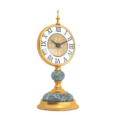 黄铜镶石复古座钟