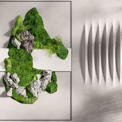 现代苔藓绿植背景墙