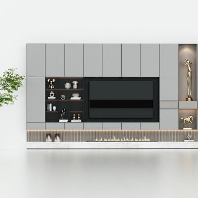 现代轻奢客厅电视背景墙，电视柜储物柜背景墙，装饰柜，展示柜背景墙