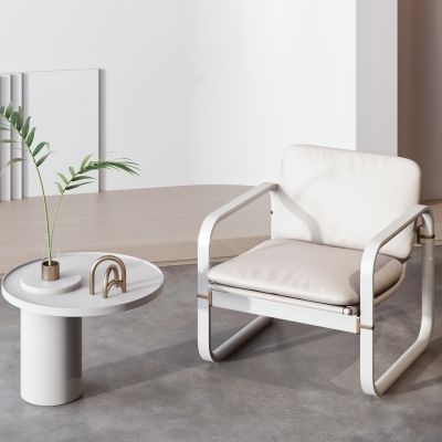 现代奶白色休闲椅