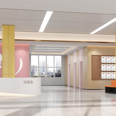 医院大厅，妇幼医院，门诊大厅3D模型