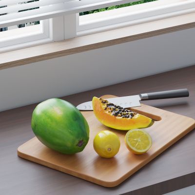柠檬 哈密瓜 砧板 菜板 菜刀
