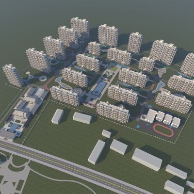 新中式住宅小区鸟瞰