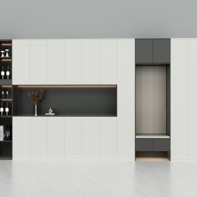 现代客厅餐厅进门玄关酒柜鞋柜一体柜，多功能储物柜