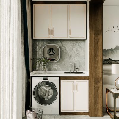 新中式阳台洗衣机柜