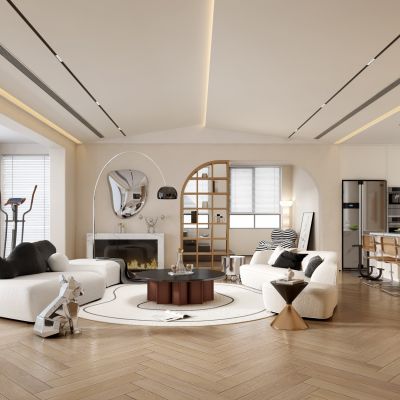 現(xiàn)代奶油風(fēng)客餐廳