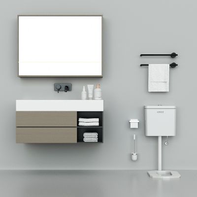 现代卫生间卫生洁具，卫浴用品，浴室柜，蹲便池，水箱