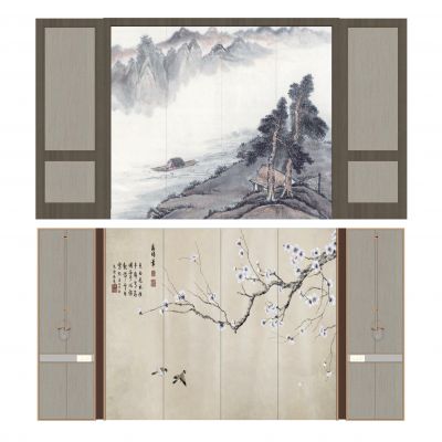 新中式床头背景墙|造型墙|装饰墙|格栅墙|背景墙