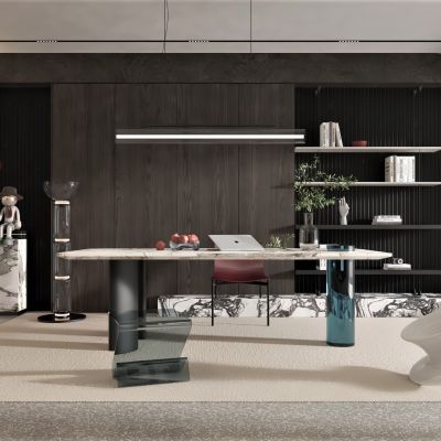 现代风格书房，书桌椅组合