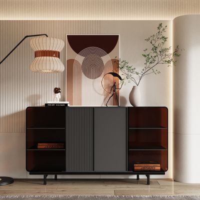 现代黑色玄关边柜