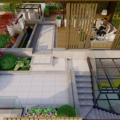 现代花园庭院景观 流水景墙 亭子廊架 灯具 小品