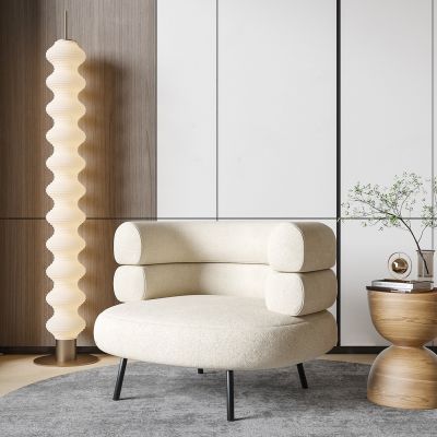 现代白色绒布休闲椅