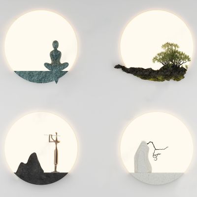 新中式禅意壁灯_圆形壁灯