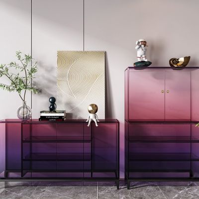 现代亚克力渐变紫玄关边柜