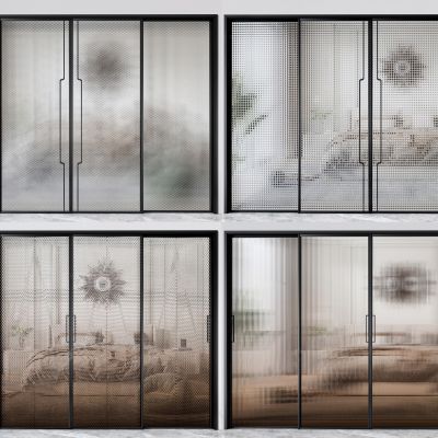 现代玻璃推拉门组合