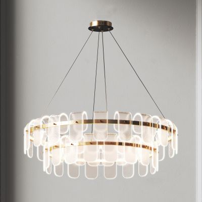 现代玻璃片双层环形吊灯