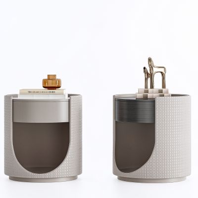 现代皮革花纹床头柜