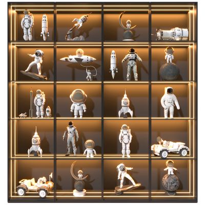  现代装饰柜宇航员摆件宇航车火箭卫星机器人