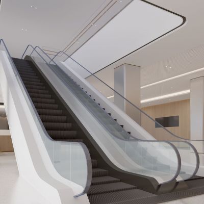 咖啡厅，自动扶梯，3D模型