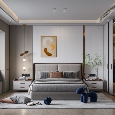 卧室，现代轻奢卧室，主卧