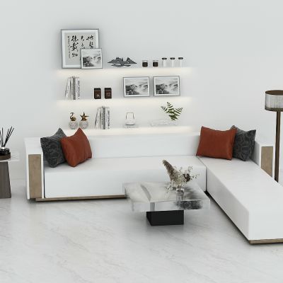 现代沙发茶几组合，休闲沙发，L形沙发，展示架，展示品隔板