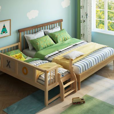 现代实木双人床扩展床