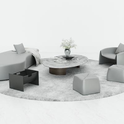 现代洽谈沙发椅，沙发茶几组合，异形沙发，休闲沙发