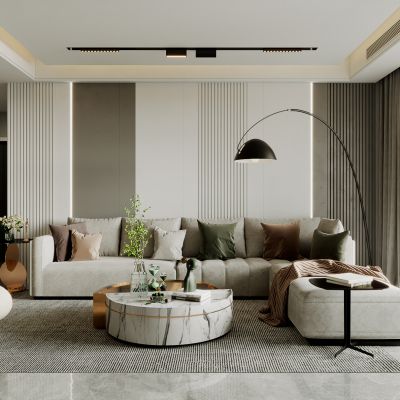 现代沙发组合电视背景墙