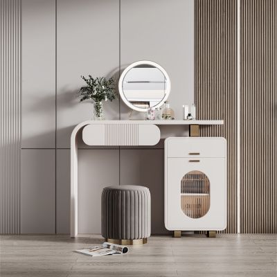 现代奶油风烤漆梳妆台