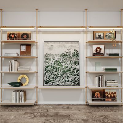 现代金属装饰置物架挂画组合