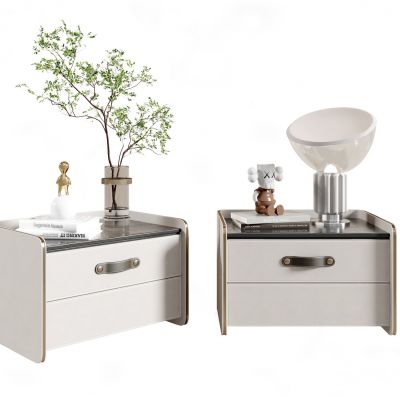 现代米白色床头柜