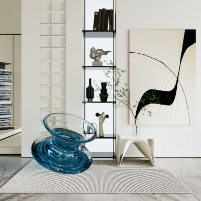 现代亚克力单椅|螺旋椅|水生绿植|艺术挂画|装饰架|雕塑摆件