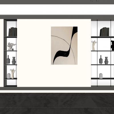 现代装饰柜  背景墙  造型墙  装饰架  公仔摆件  书籍摆件  窗帘