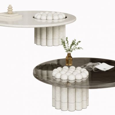 现代黑白大理石茶几