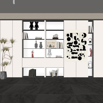 现代装饰柜  背景墙  造型墙  装饰架  公仔摆件  绿植