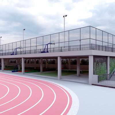 现代运动场，跑道，篮球场