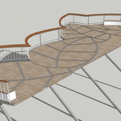 现代景观台_叶状观景平台SU模型