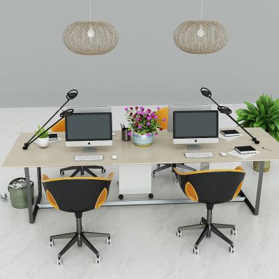 现代办公室办公桌椅，电脑桌椅，工位，办公位，电脑，键盘鼠标