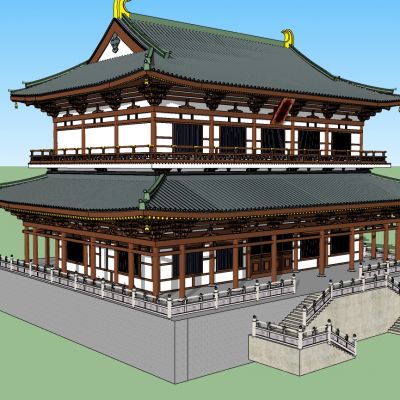 中式风格中式古建筑SU模型3D模型