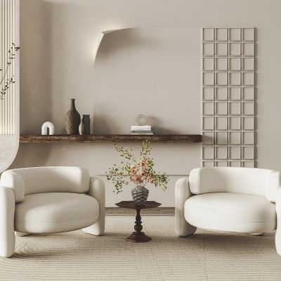 侘寂白色休闲椅