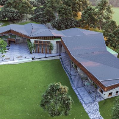 新中式山地酒店多层酒店建筑