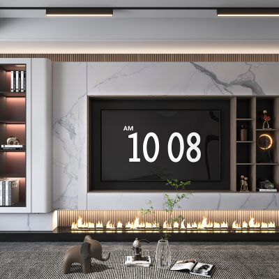 现代电视机背景墙