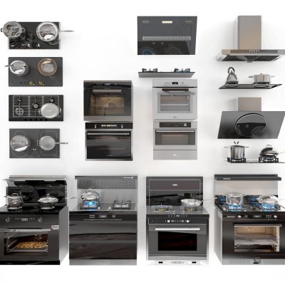 现代油烟机微波炉烤箱煤气灶