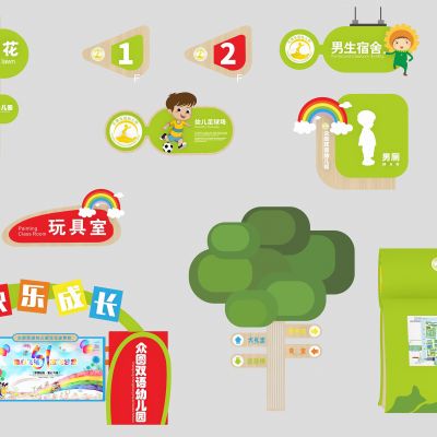 现代幼儿园导视牌 标识牌 门牌 精神堡垒3D模型